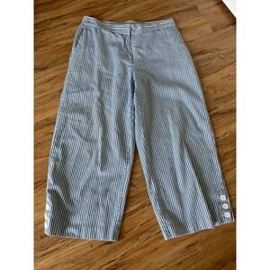 Ruby Rd. blue/white striped wide Leg cropped capri pants 10 resort wear/cruise